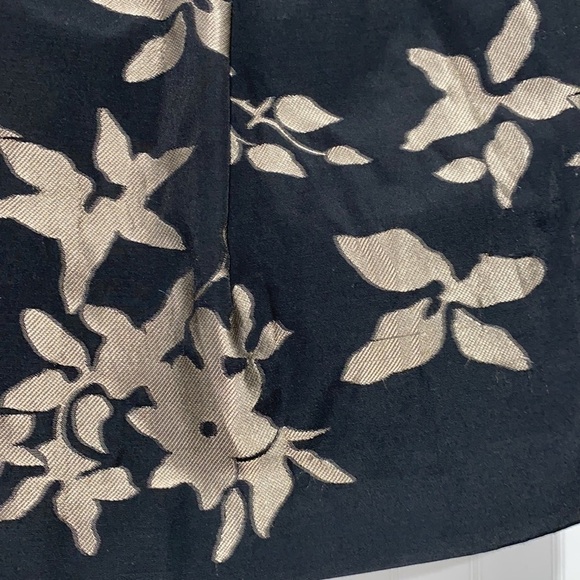 Tibi floral dress lined black metallic floral detail v neck pleated cocktail 4 - Picture 5 of 7